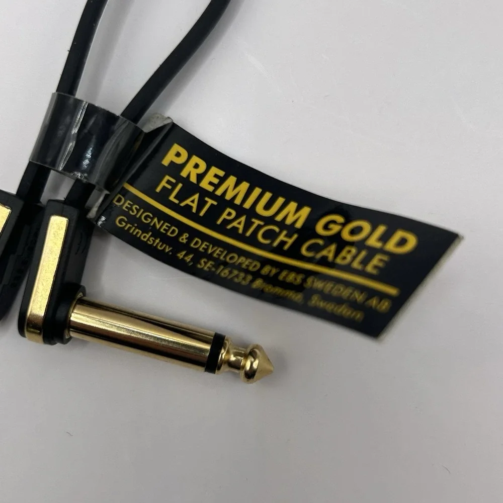 EBS Premium Flat Patch Cable 3.94 inches Black and Gold NWT